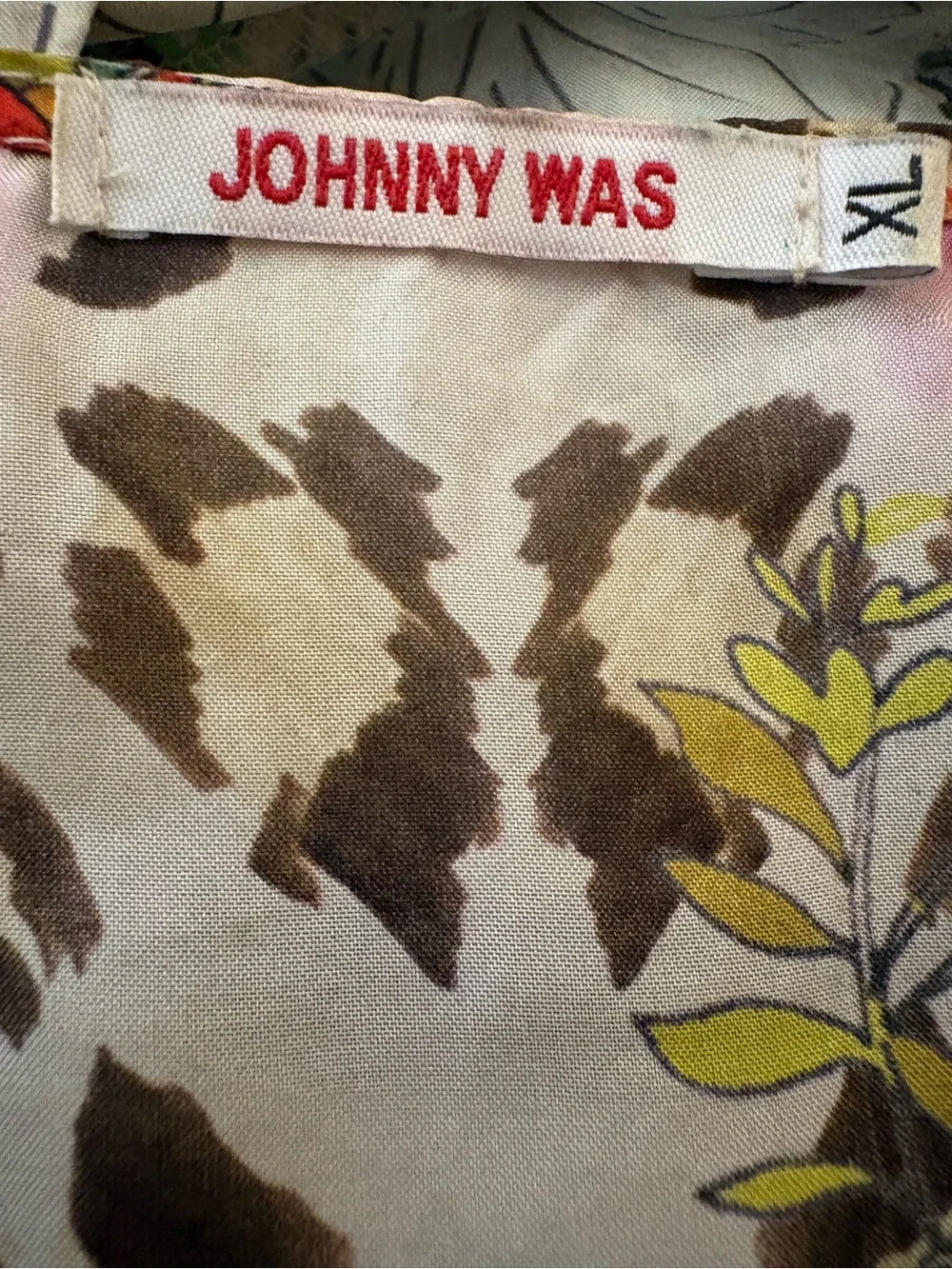 Johnny Was leopard Multi Floral Tie-Front tunic
